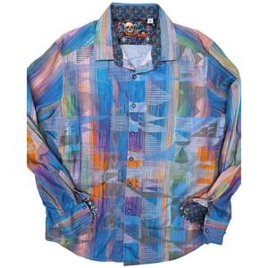 Robert Graham Men's Disco Skull Cotton Sport Shirt Colorful Long Sleeve XL